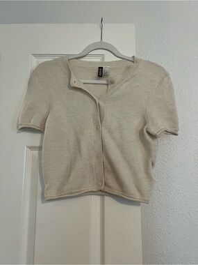 Divided Cream Short Sleeve Button Cardigan